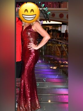 Crystal Doll Burgundy Sequin Gown
